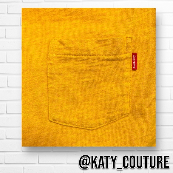 SUPREME F/W 2018 L/S POCKET TEE, MUSTARD,RARE COLOR, SIZE M, NWOT. - Picture 2 of 5